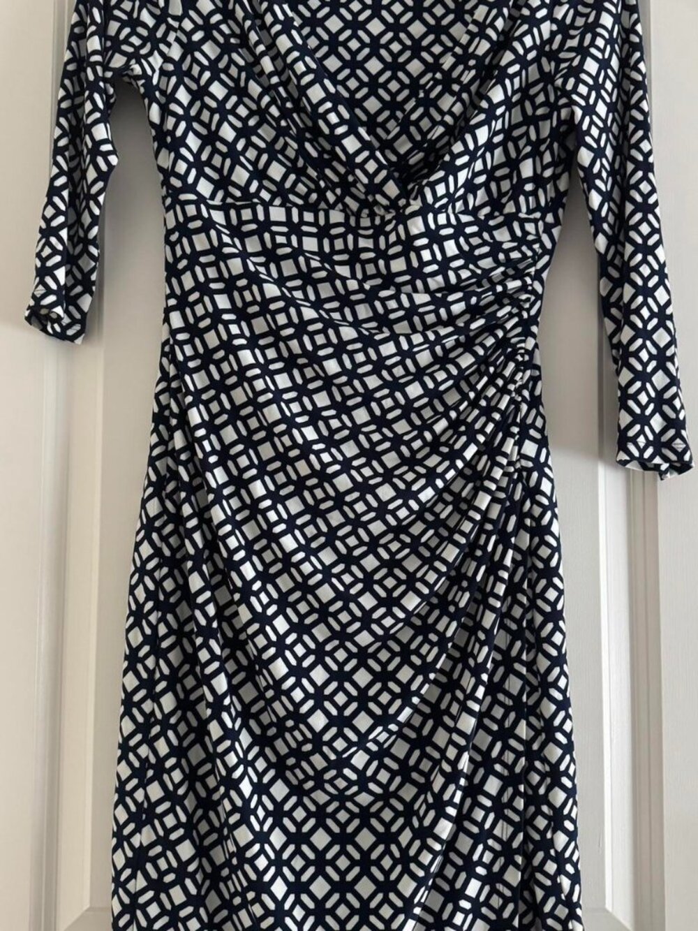 Lauren Ralph Lauren Navy Geometric Print Wrap Dress - Size 2